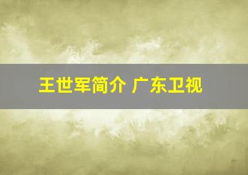 王世军简介 广东卫视